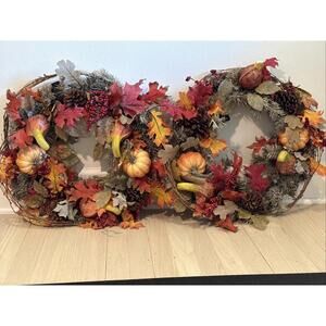 Set Of 2 BEAUTIFUL BATTERY OPERATED LIGHT UP FALL WREATHS 18” - Pier 1
